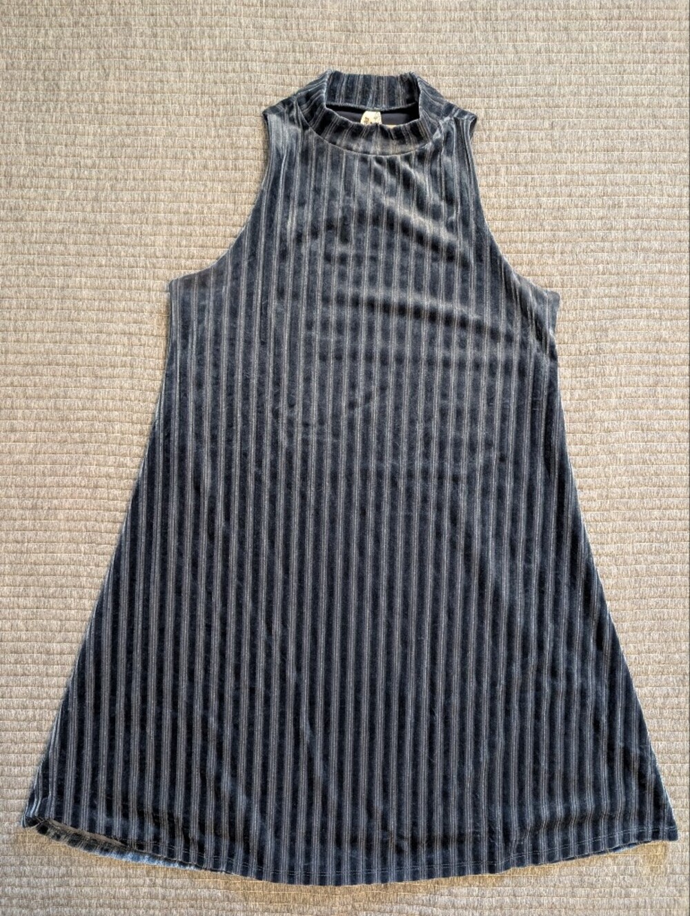 Mudd Slate Blue Ribbed Velvet Dress, small